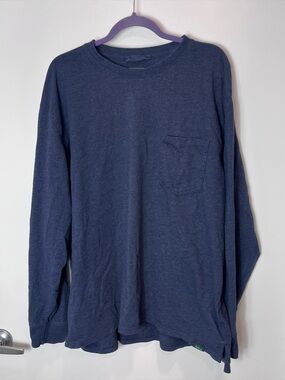 Woolrich Green Label Collection Long Sleeve Shirt Men XXL Blue Pocket Tee